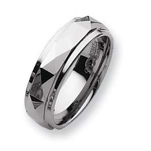  Tungsten Faceted 7mm Polished Band TU118 7.5 Jewelry