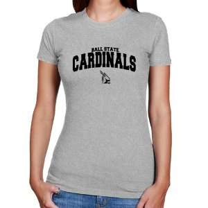  NCAA Ball State Cardinals Ladies Ash Logo Arch T shirt 