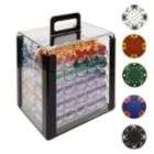 Quality 1000 14g Tri Color Ace/King Clay Poker Chips w/Acrylic Case