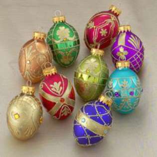   Pack of 108 Multi Color & Gold Trim Glass Faberge Egg Christmas