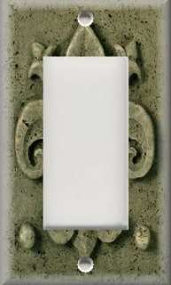 Light Switch Plate Cover   French Fleur De Lis   Sage Green  