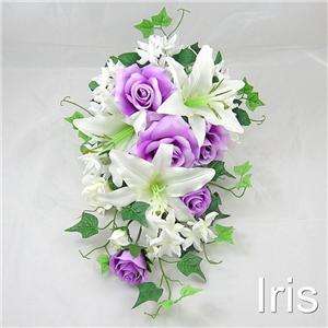 Wedding Silk Flower Rose Lily Hanging Bouquet #Cr/Lilac  