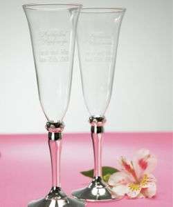 Silver Plated Crystal Champagne Wedding Toasting Flutes  