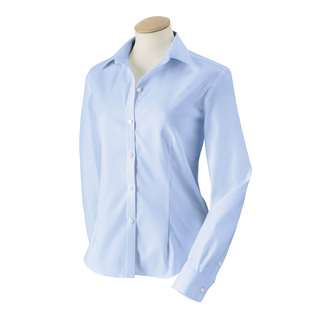 Van Heusen Womens Wrinkle Free Pinpoint Oxford Shirt, BLUE MIST 