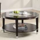 Coaster Walker Round Coffee Table with Glass Insert in Cappuccino