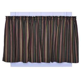 Ellis Curtain Montego Stripe Tailored Tier Curtains in Black   Size 