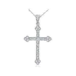  1/5ct Diamond Cross Pendant 10K White Gold, pave: Jewelry