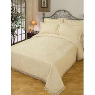 Plush Chenille Queen Bedspread with Fringe Border at 