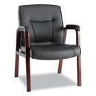   ALEMA43ALS10M Madaris Leather Guest Chair w/Wood Trim, Four Legs, Blac