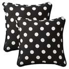   Perfect Outdoor Black/White Polka Dot Toss Pillows Square   Set of 2