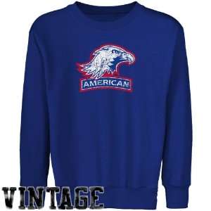 NCAA American Eagles Youth Royal Blue Distressed Logo Vintage Crew 