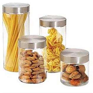 4PC ROUND GLASS CANISTER SET  HOME BASICS For the Home Kitchen Storage 