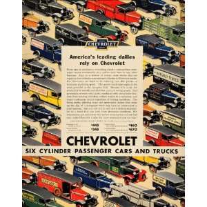  1932 Ad Chevrolet Six Cylinder Cars Trucks Passenger 