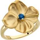 Gems is Me 14K Yellow Gold Chatham Created Sapphire Flower Ring