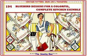 194 BLUEBIRD Transfer Embroidery Kitchen Towels  