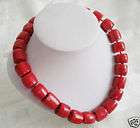 Lovely! Tibet Red Coral Silver Necklace large beads 18