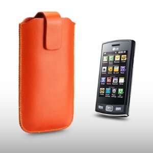  LG GM360 VIEWTY SNAP ORANGE PU LEATHER POCKET POUCH COVER 