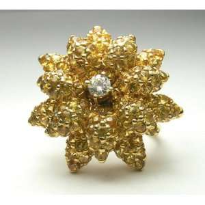   Yellow Sapphire and Diamond Flower Cocktail Ring: Everything Else