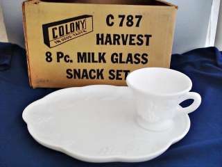 Colony Harvest Milk Glass 8 Piece Snack Set  