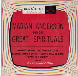 Marian Anderson: Sings Great Spirituals EP 7 45 VG++ Canada RCA ERA 