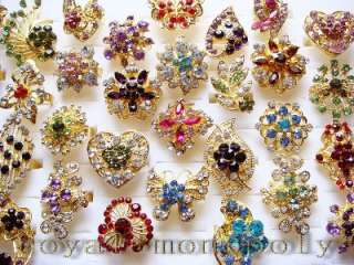 wholesale lots of 30pieces Rhinestone CZ Gold Rings  