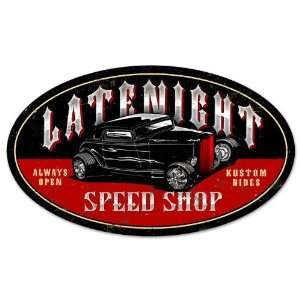  Latenite Speed Shop Oval Metal Sign: Home & Kitchen