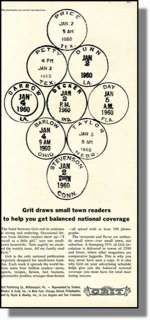 1960 Grit Newspaper   Small Town Post Marks, Print Ad  