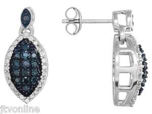   Natural Blue Diamond .20ctw .925 Sterling Silver Dangle Earrings   JTV
