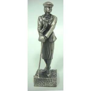  Female Golfer Statue   Both Hands Resting on Top of Club 