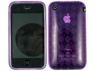 PURPLE ARGYLE CANDY SKIN CASE COVER APPLE IPHONE 3G 3GS  