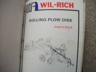 Wil Rich Rolling Plow parts catalog  