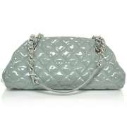 CHANEL Patent Quilted Small JUST MADEMOISELLE Bag Gray  