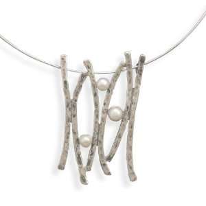  Necklace With Stick Design and Cultured Freshwater Pearls   JewelryWeb