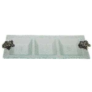  Large Pine Cone Three Section Glass Serving Tray