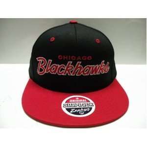   Blackhawks Black Red 2 Tone Retro Snapback Cap: Sports & Outdoors