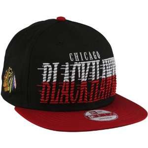   Blackhawks 9FIFTY Sail Tip Snapback Hat   Black/Red