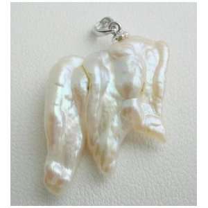  Baroque Shell Freshwater Pearl Pendant on Sterling Silver 