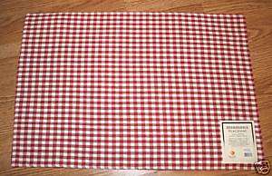 NEW PLACEMATS LOT SET GINGHAM RED/WHITE CHECKED NWT  