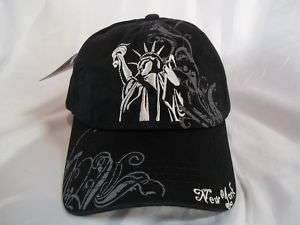NEW YORK STATUE OF LIBERTY BALL CAP HAT IN BLACK ADJ.  