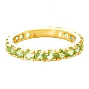   Yellow Gold Comfy Stackable Three Quarter Gemstone Band Peridot, size6