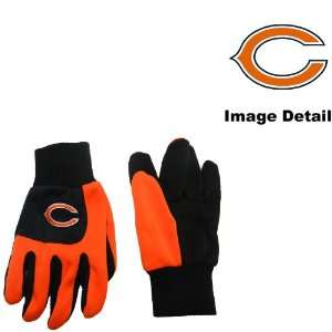 Chicago Bears Color Block Dark Blue Grip Work Glove w/ Orange Fingers
