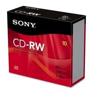  Sony 10CDRW700 CD Rewritable Media   CD RW   4x   700 MB 