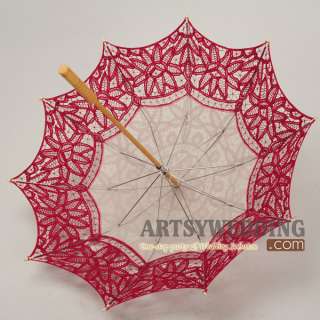 Allover Lace Wedding Umbrella in Red (HS110023)
