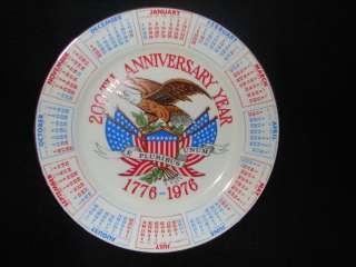 200th Anniversary Year 1776 to 1976 Year Calendar Plate  