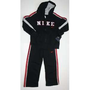 Nike Toddler 2 Piece Sweatsuit Size 4 Black/Red/.Grey 