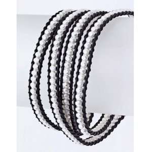 Silver Metal Beaded Rope Bracelet in Black   Button Closure, Approx 