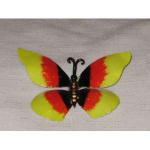   Enamel Butterfly Brooch Pin   Yellow, Red & Black 