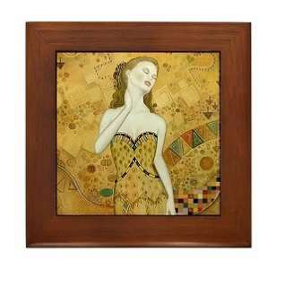 Framed Ceramic Art Nouveau Tile Fairy Goddess BK Lusk  