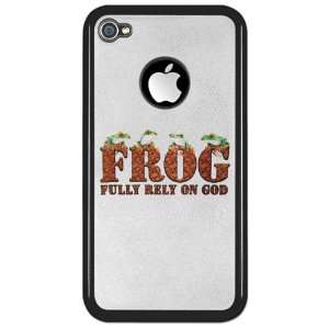  iPhone 4 or 4S Clear Case Black FROG Fully Rely On God 