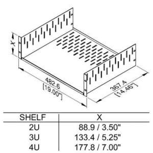 2U 19 Clamping Rack Shelf Audio / Computer rack mount